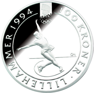   OL-sølvmynt nr. 6 Kunstløperske revers side